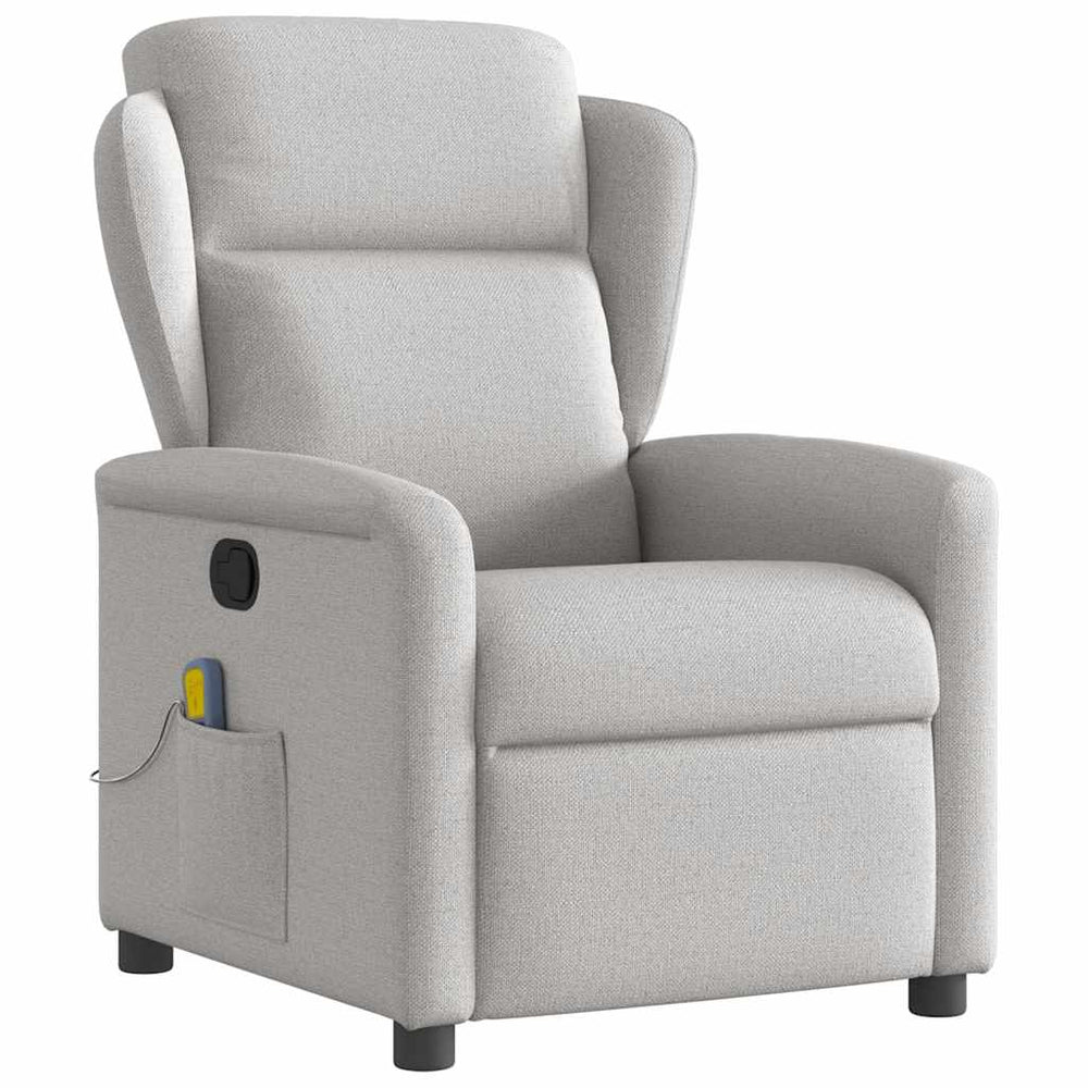 Reclining massage chair, grey, fabric