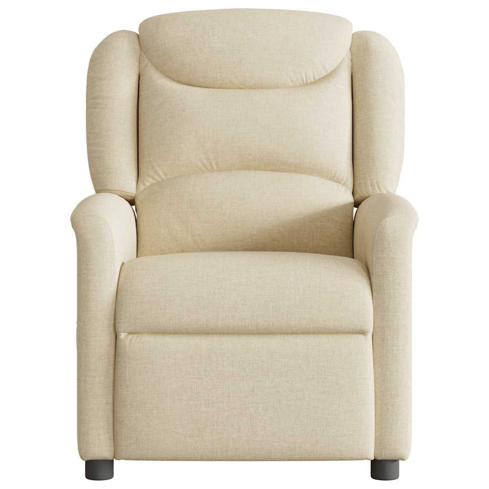 Recliner armchair, cream-colored, fabric