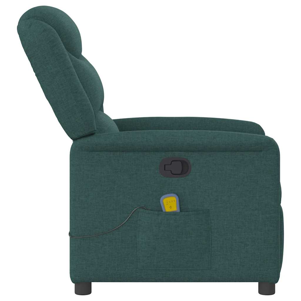 Reclining massage chair, dark green, fabric