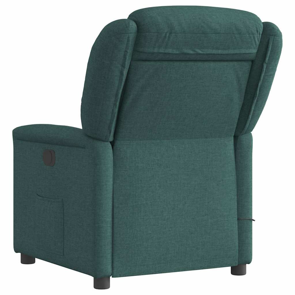 Reclining massage chair, dark green, fabric