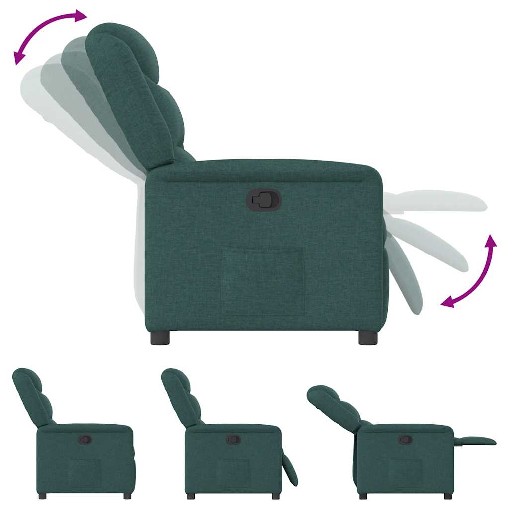 Reclining massage chair, dark green, fabric