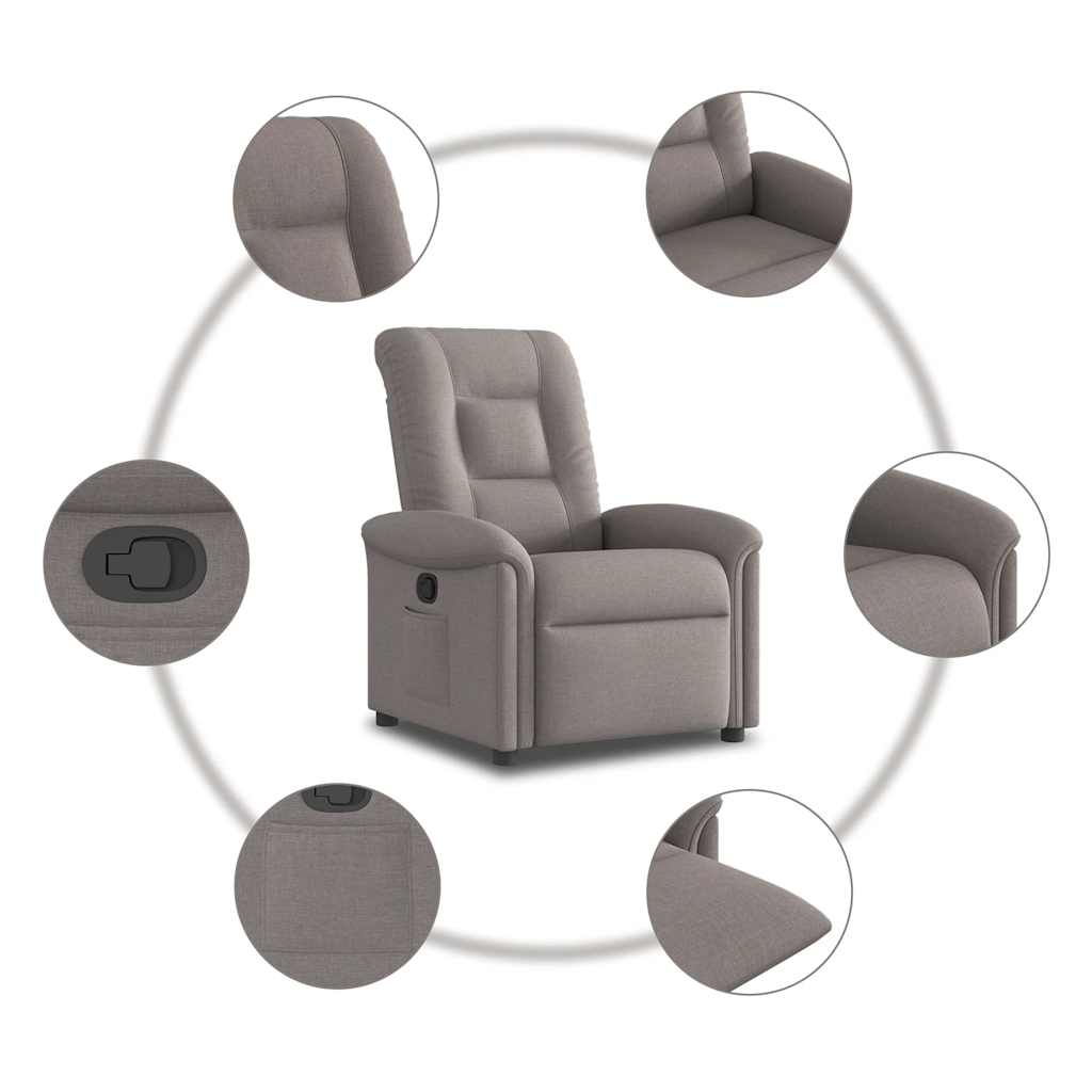 Recliner, taupe, fabric