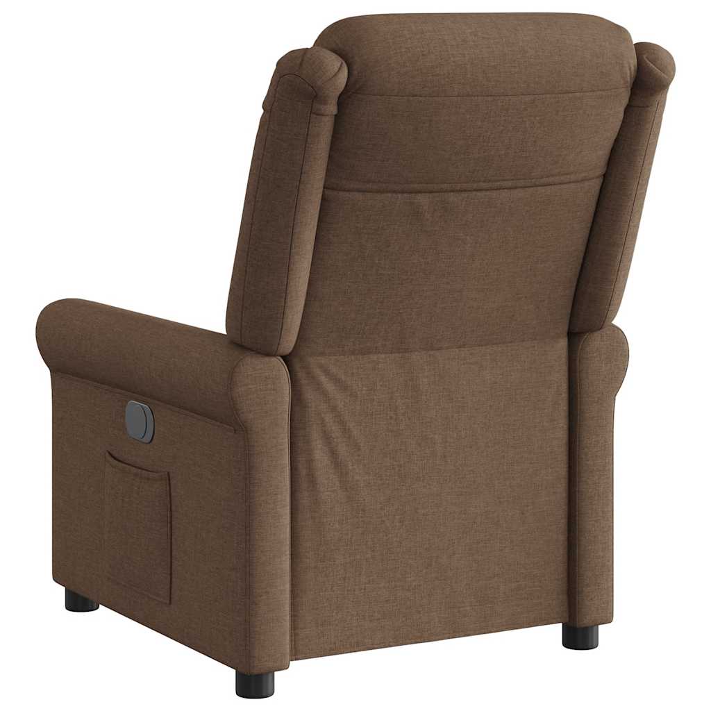 Reclining armchair, brown, fabric