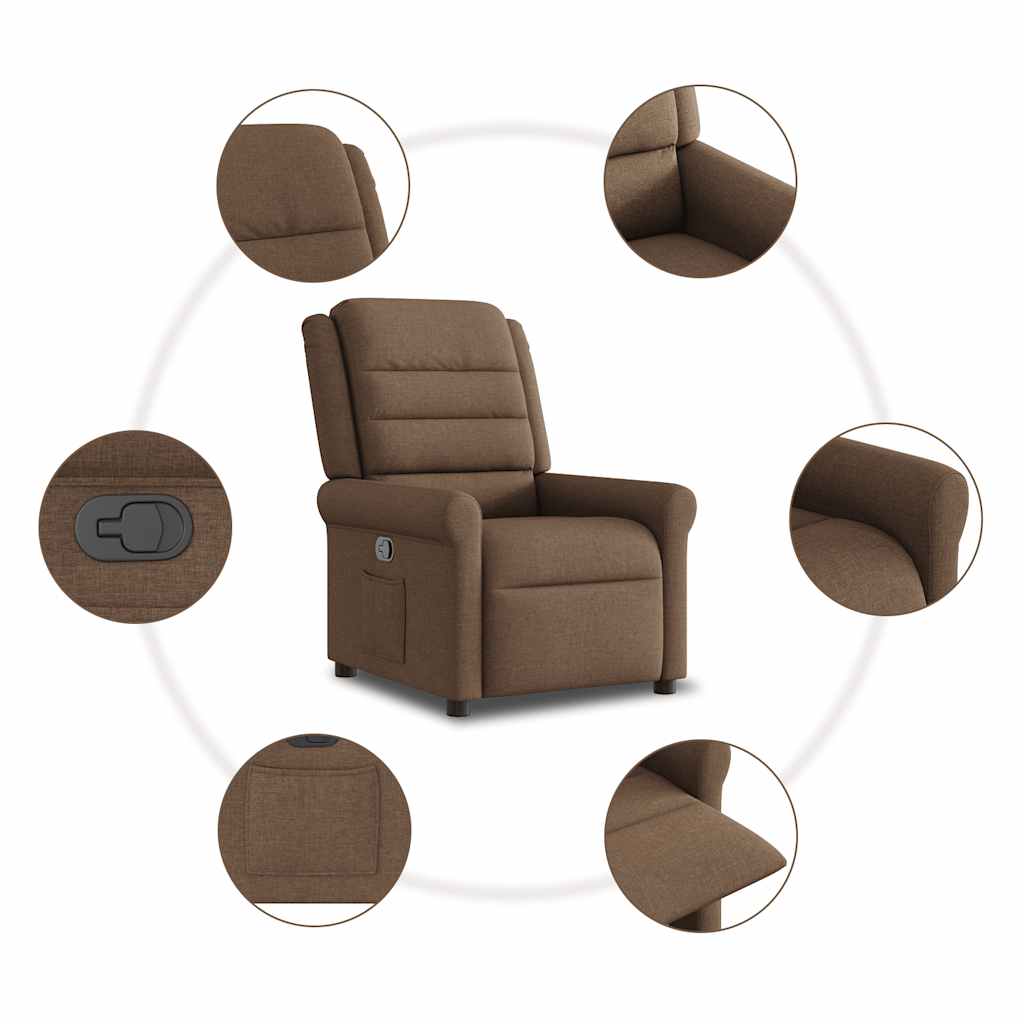 Reclining armchair, brown, fabric