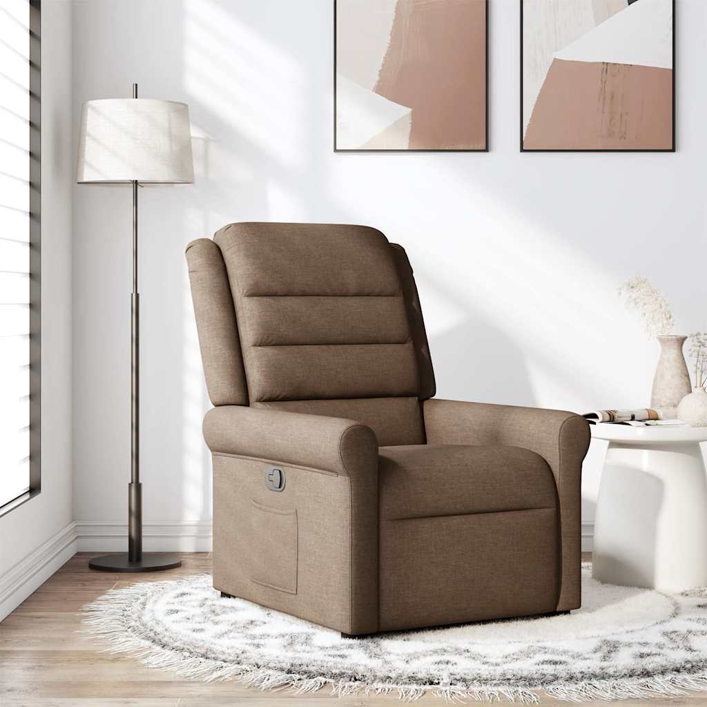 Reclining armchair, brown, fabric