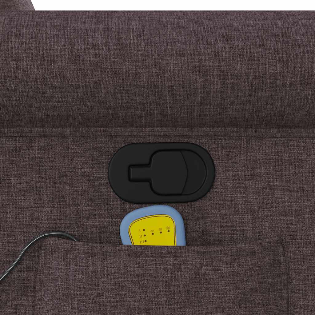 Reclining massage chair, dark brown, fabric