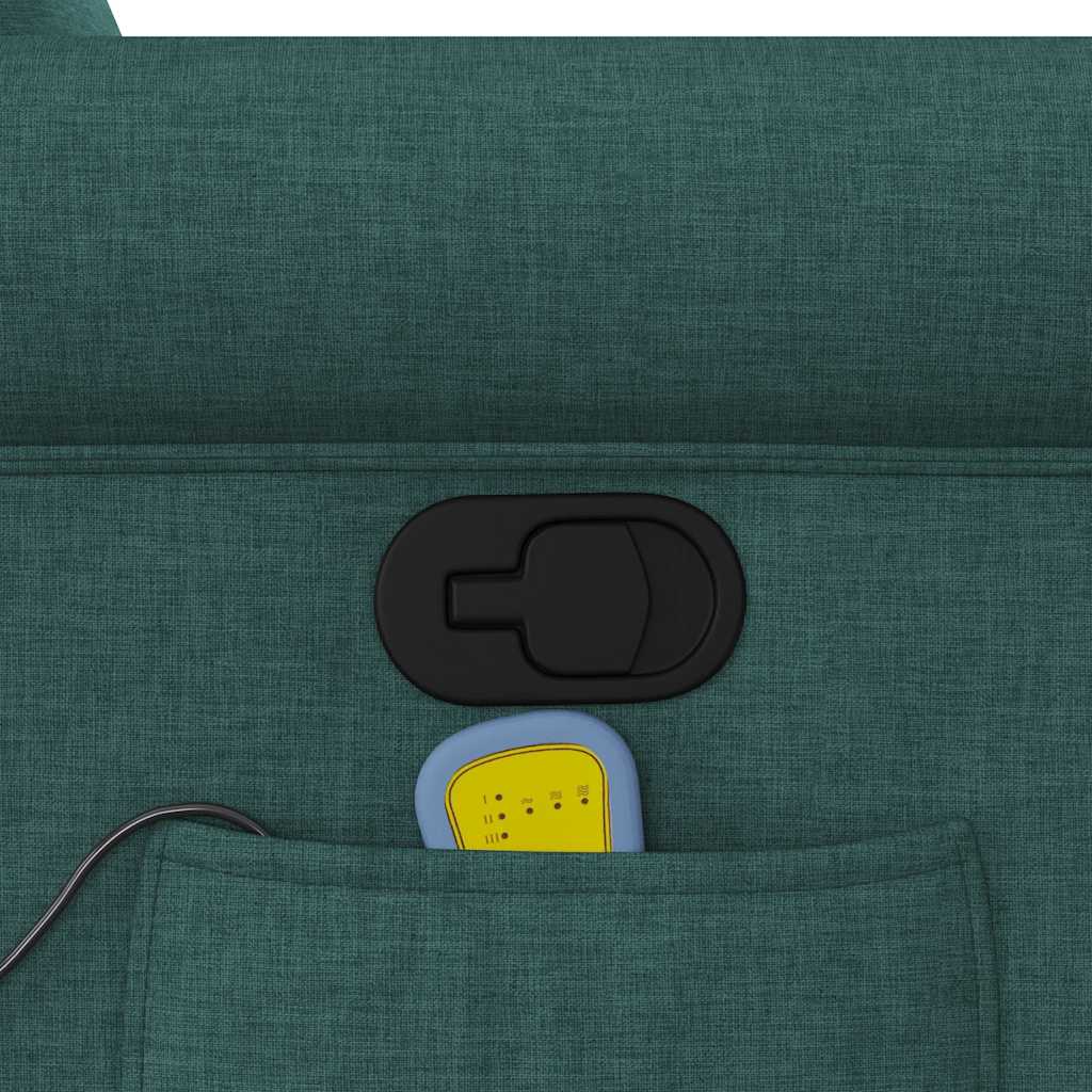 Reclining massage chair, dark green, fabric