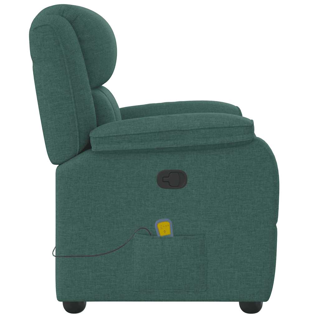 Reclining massage chair, dark green, fabric
