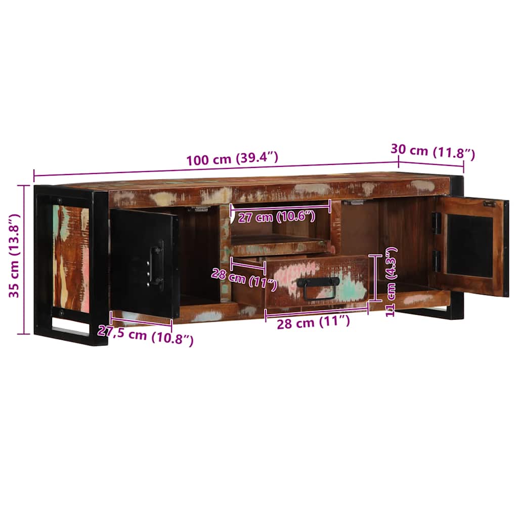 televizoriaus spintelė 100x30x35 cm Regeneruota medžio masyva