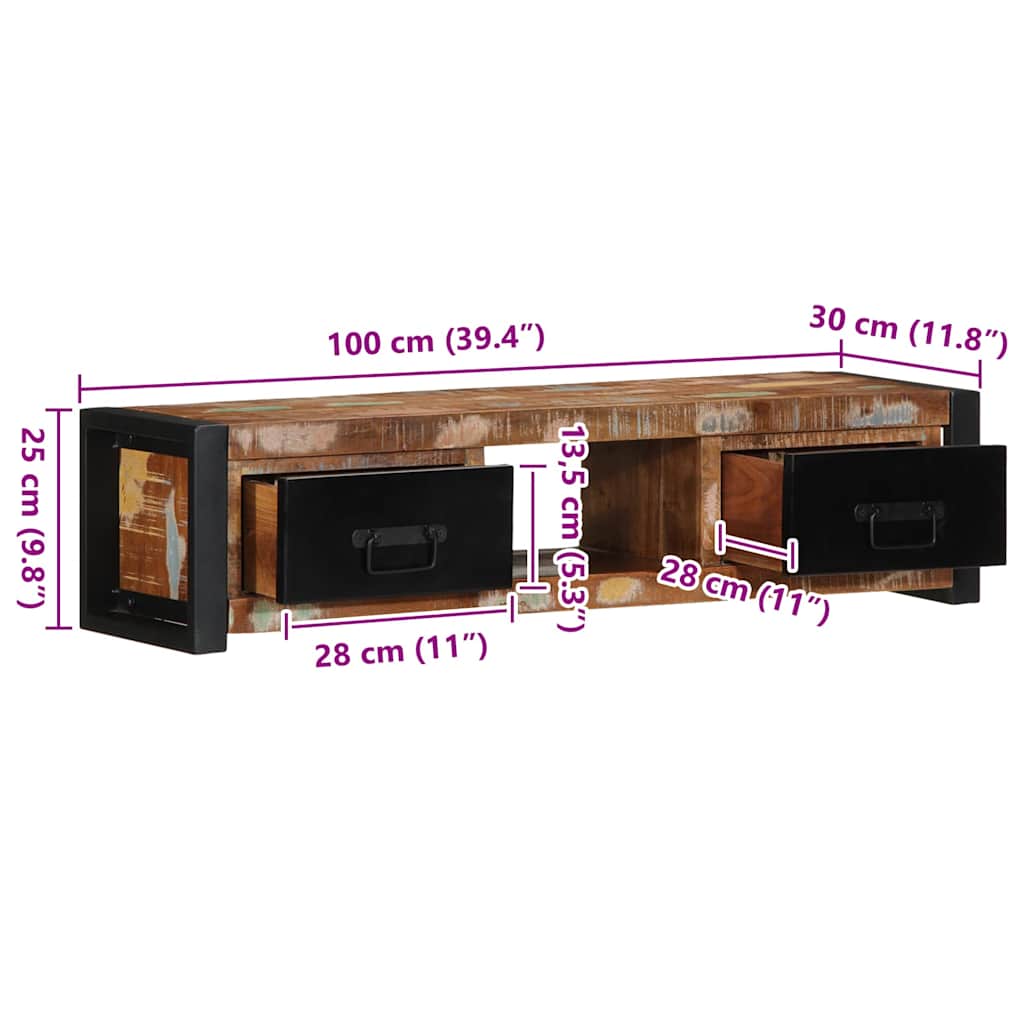 televizoriaus spintelė 100x30x25 cm Regeneruota medžio masyva