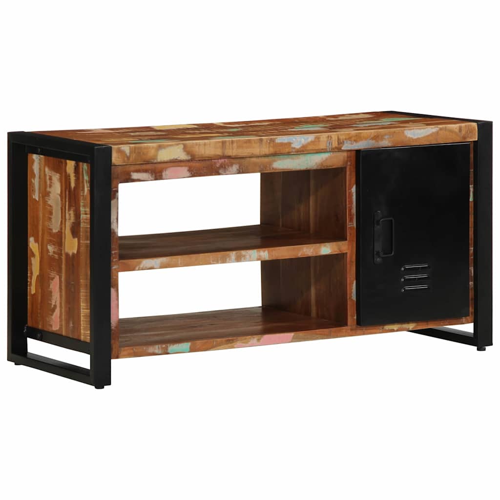 Shoe Bench Multicoloured Solid Reclaimed Wood