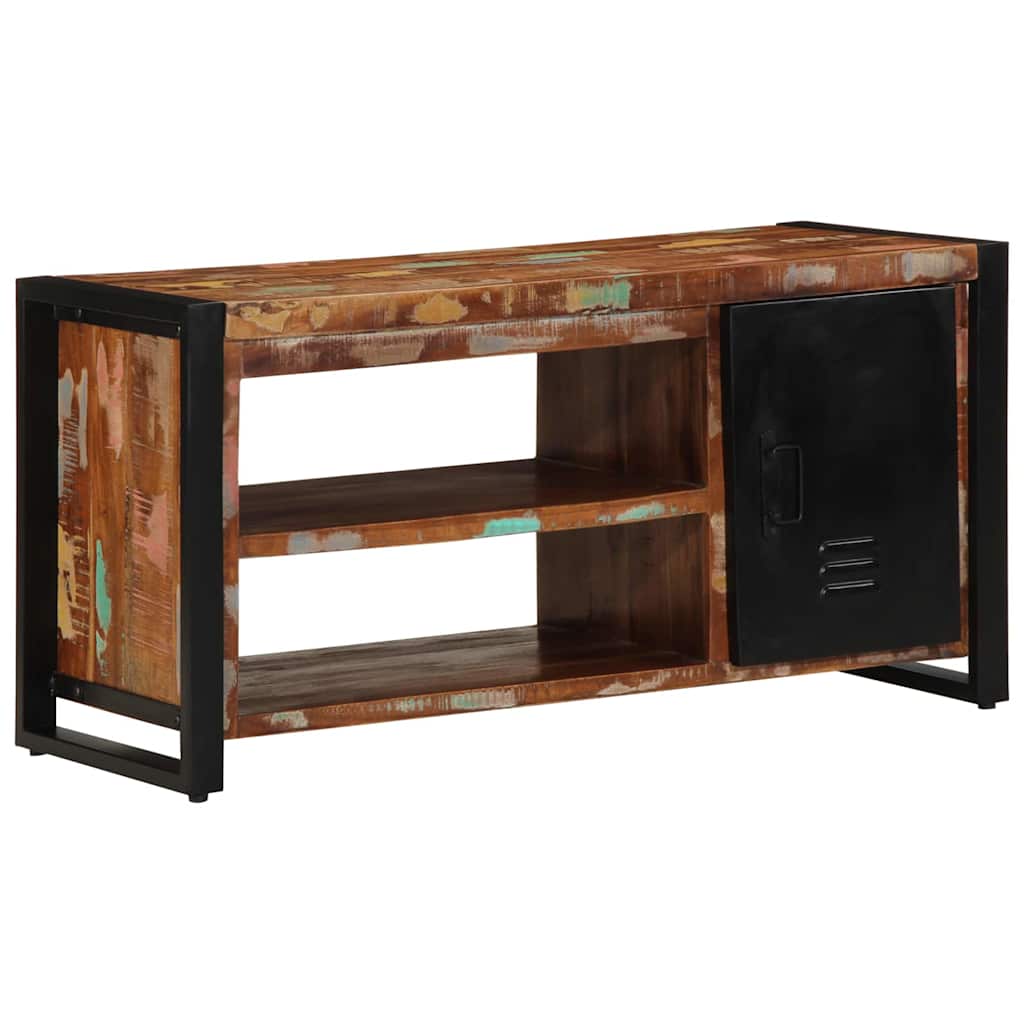 Shoe Bench Multicoloured Solid Reclaimed Wood