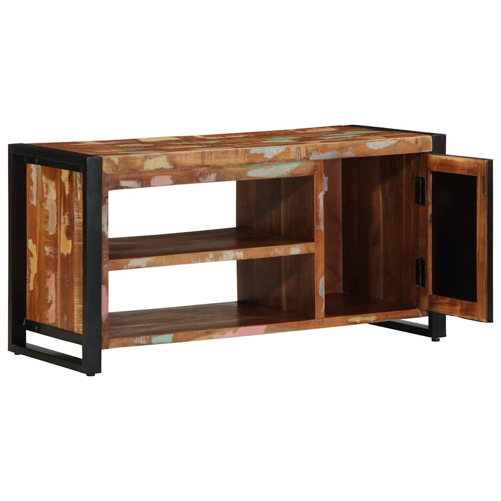 Shoe Bench Multicoloured Solid Reclaimed Wood