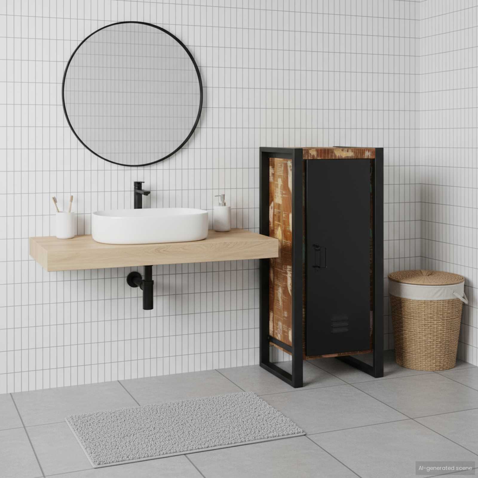 Bathroom Cabinet with Storage Brown Solid Reclaimed Wood
