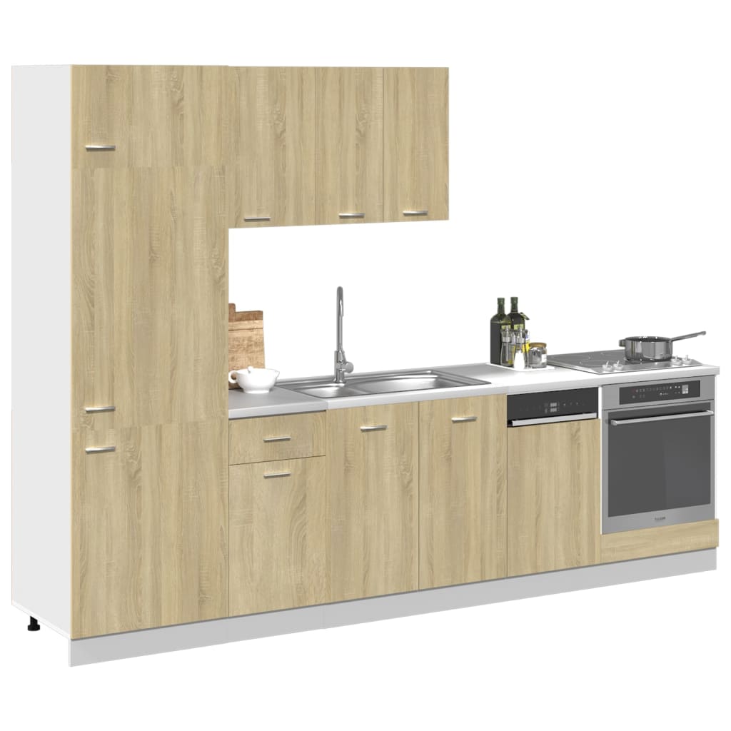 Kitchen cabinet set, 7-piece, "Lyon", oak