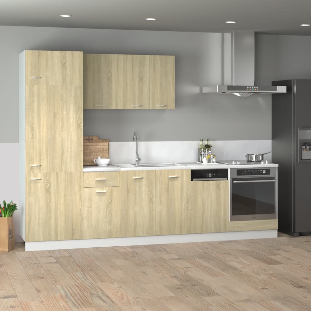 Kitchen cabinet set, 7-piece, "Lyon", oak