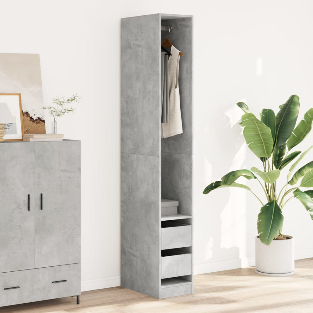 Wardrobe, concrete grey, 30x50x200 cm, particle board