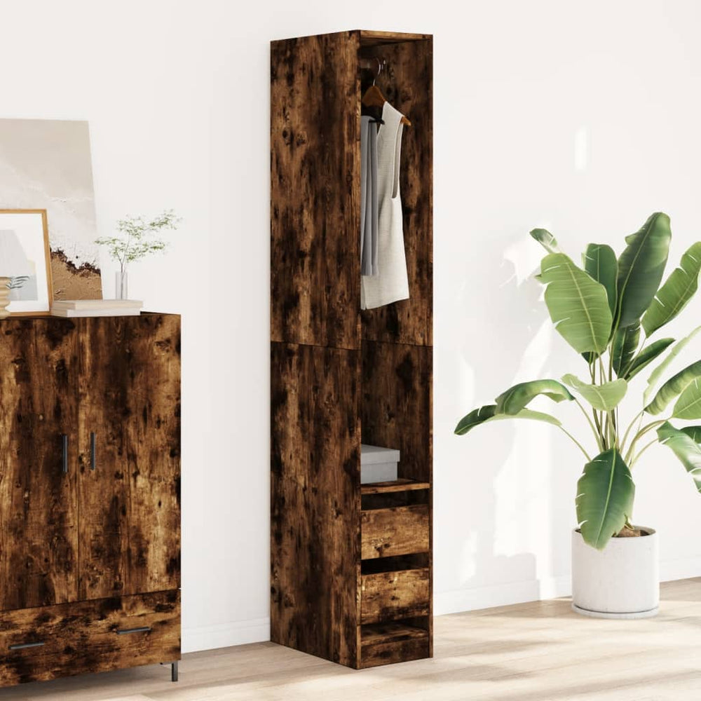 Wardrobe, smoked oak, 30x50x200cm, treated wood