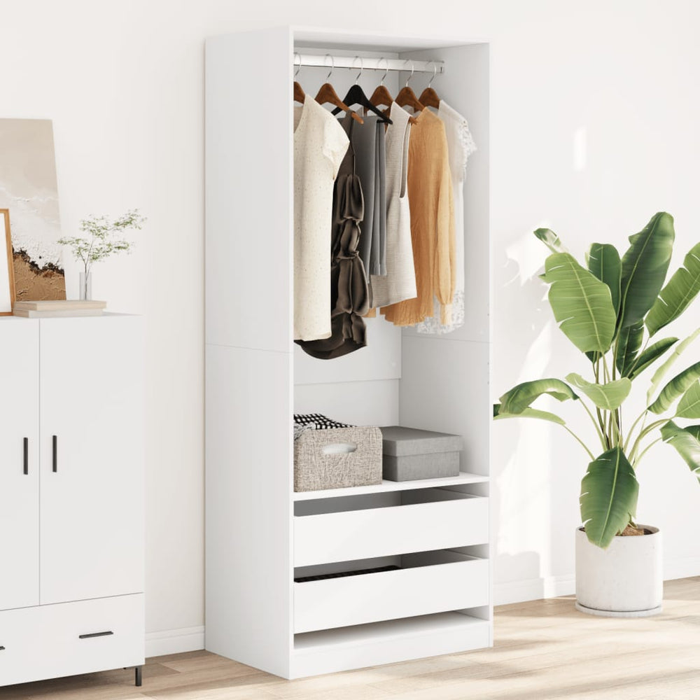 Wardrobe, white, 80x50x200cm, engineered wood