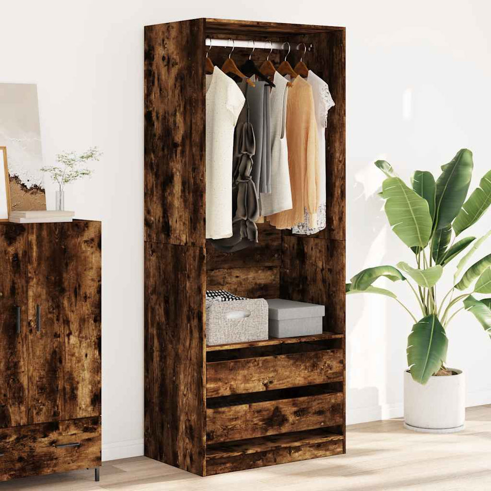 Wardrobe, smoked oak, 80x50x200cm, treated wood
