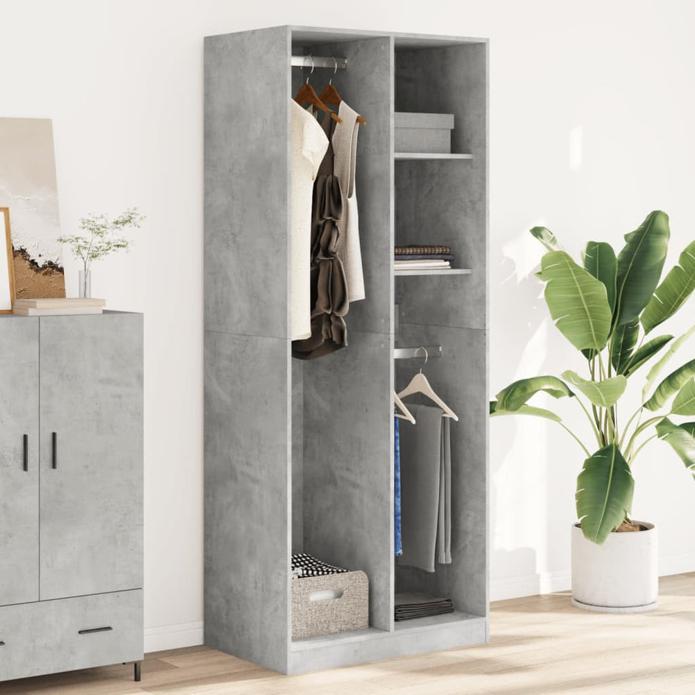Wardrobe, concrete grey, 80x50x200 cm, particle board