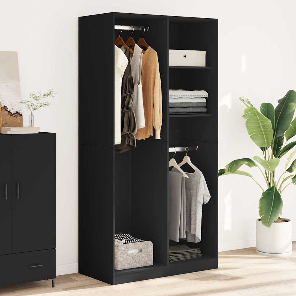 Wardrobe, black, 100x50x200cm, particle board