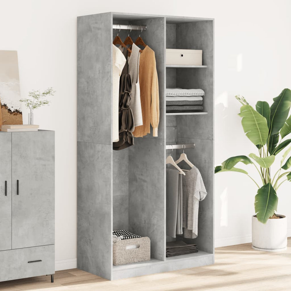 Wardrobe, concrete grey, 100x50x200cm, particle board
