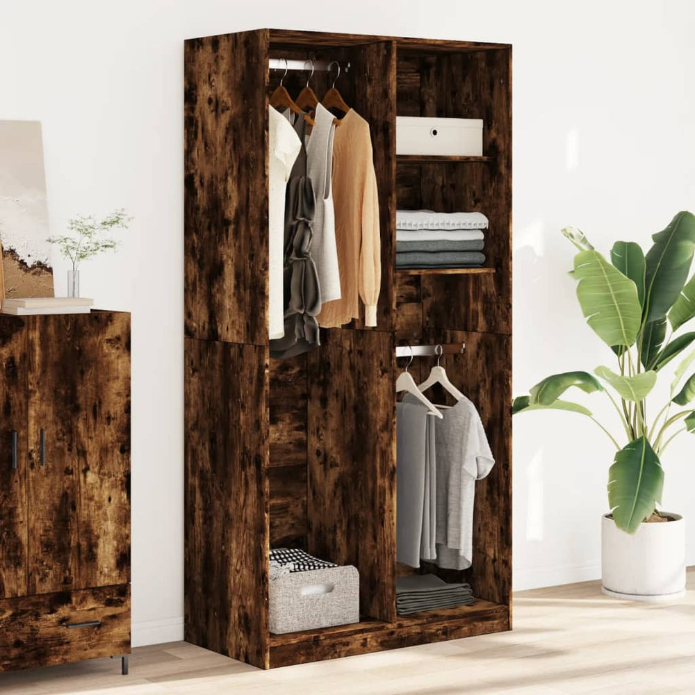 Wardrobe, smoked oak, 100x50x200cm, treated wood