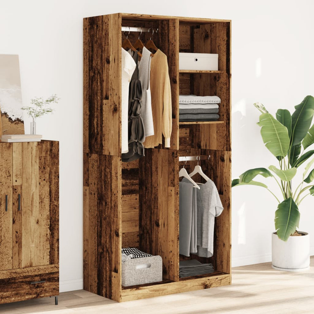 Wardrobe, distressed wood, 100x50x200cm, MDF