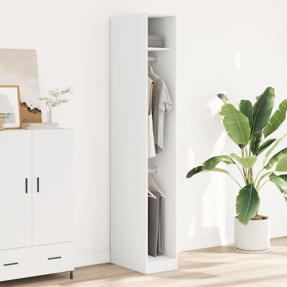 Wardrobe, white, 30x50x200cm, engineered wood