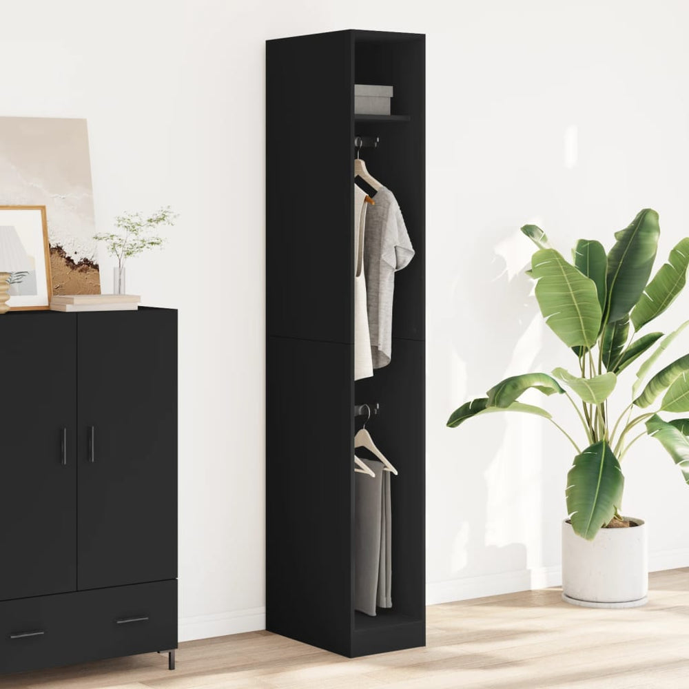 Wardrobe, black, 30x50x200 cm, particle board