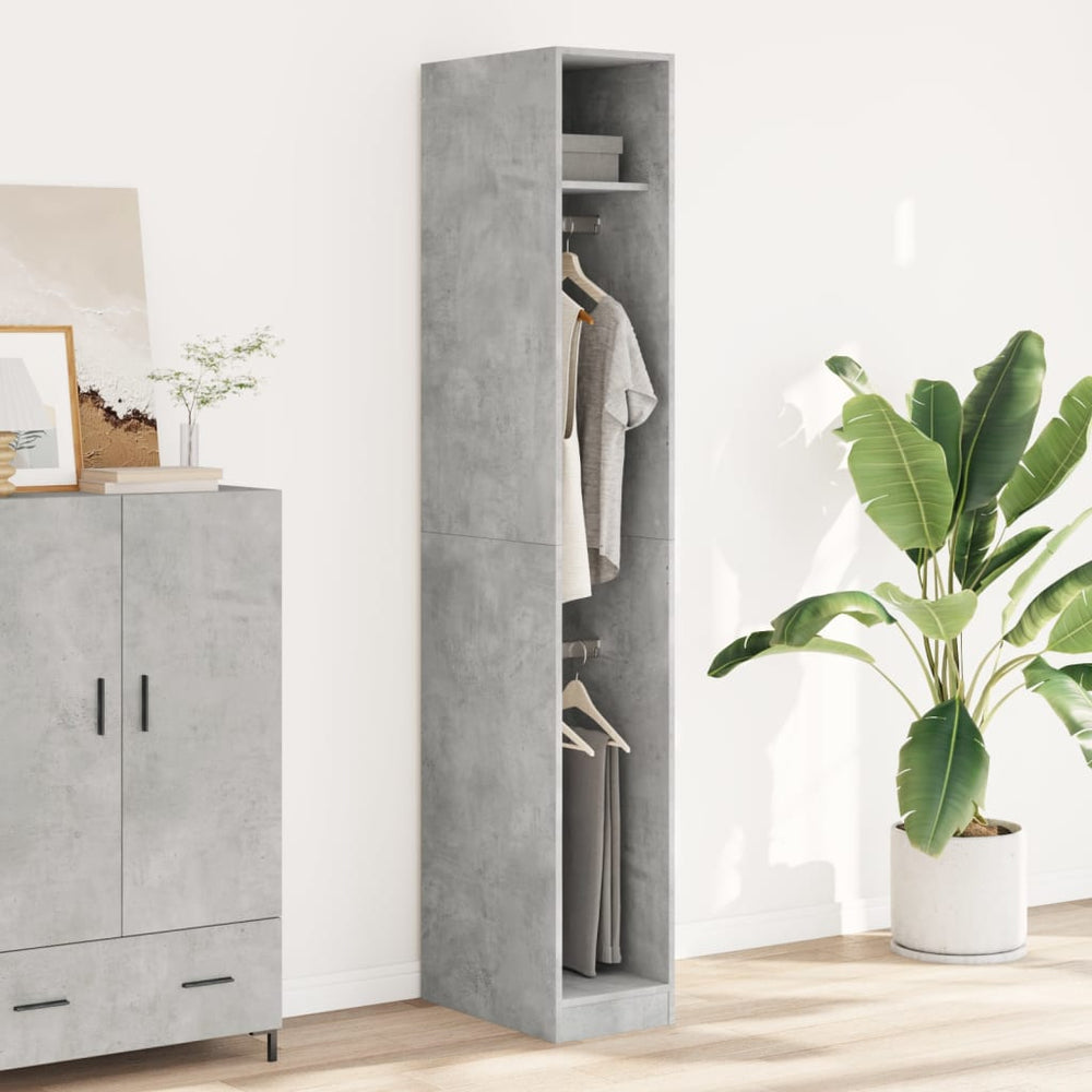 Wardrobe, concrete grey, 30x50x200 cm, particle board