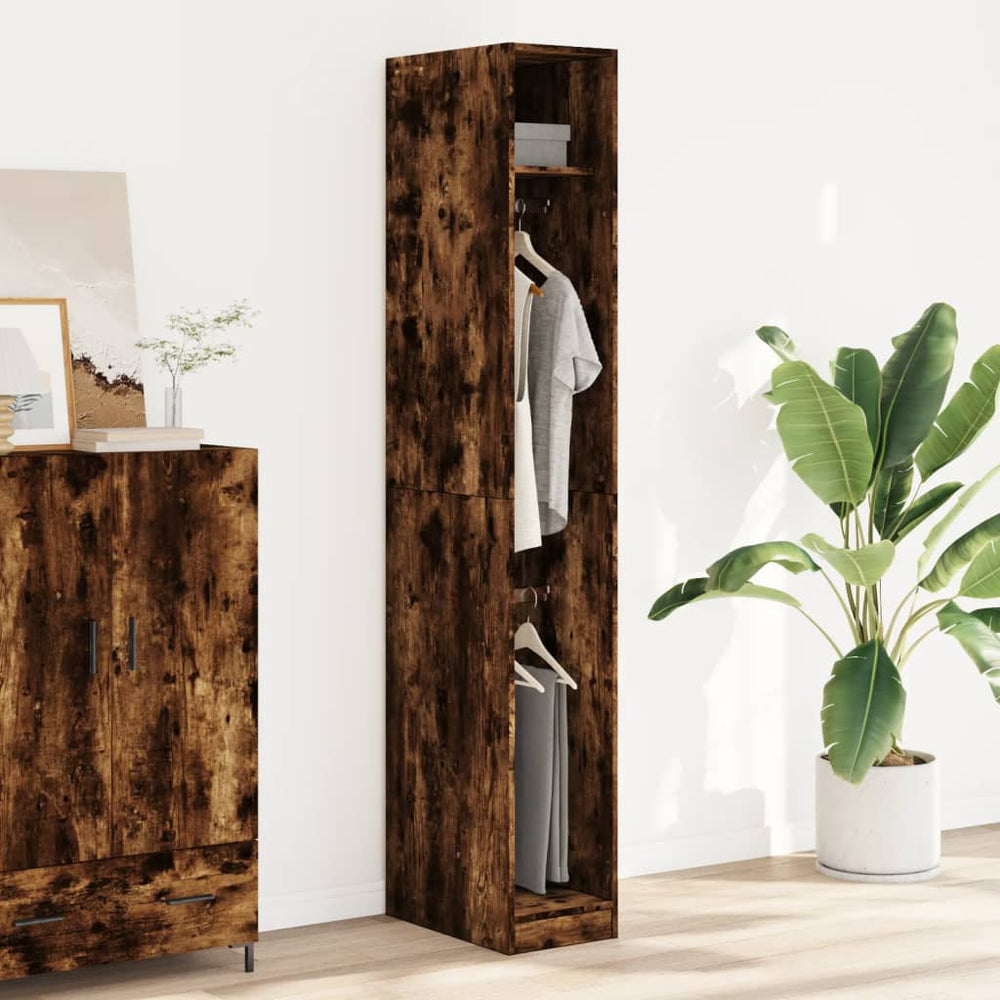 Wardrobe, smoked oak, 30x50x200cm, treated wood