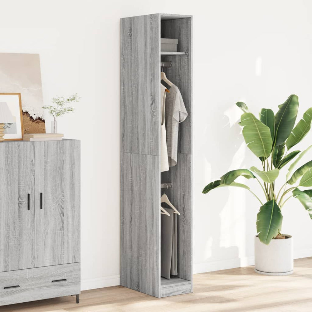 Wardrobe, grey oak, 30x50x200cm, engineered wood
