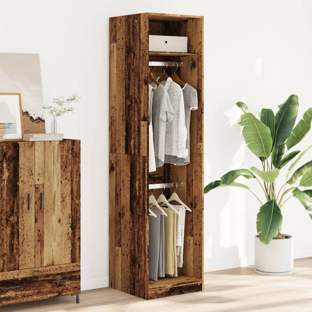 Wardrobe, antique wood, 50x50x200 cm, particleboard