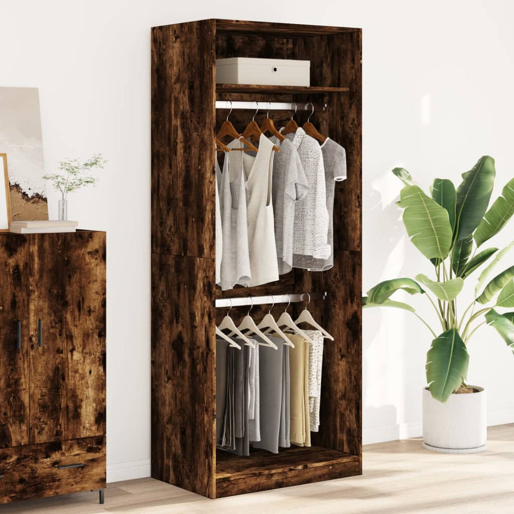Wardrobe, smoked oak, 80x50x200cm, treated wood