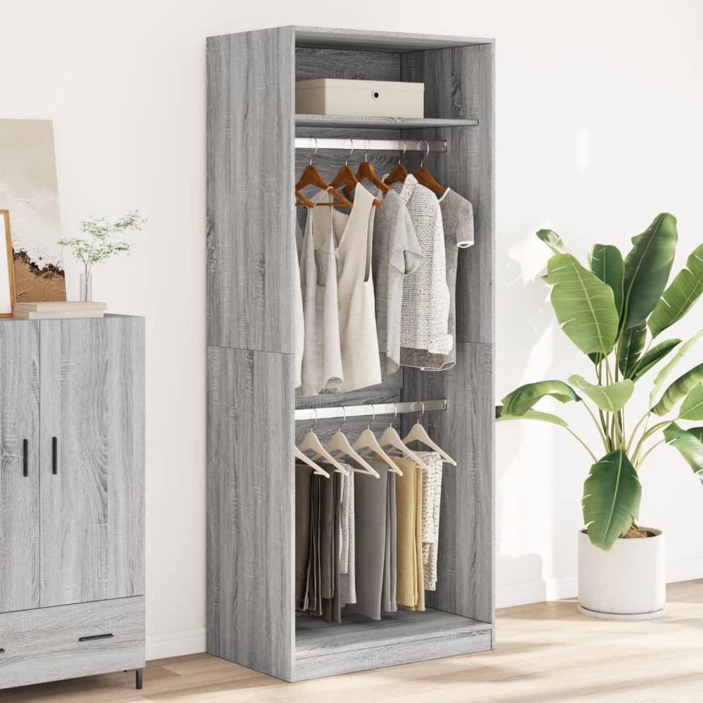 Wardrobe, grey oak, 80x50x200cm, engineered wood