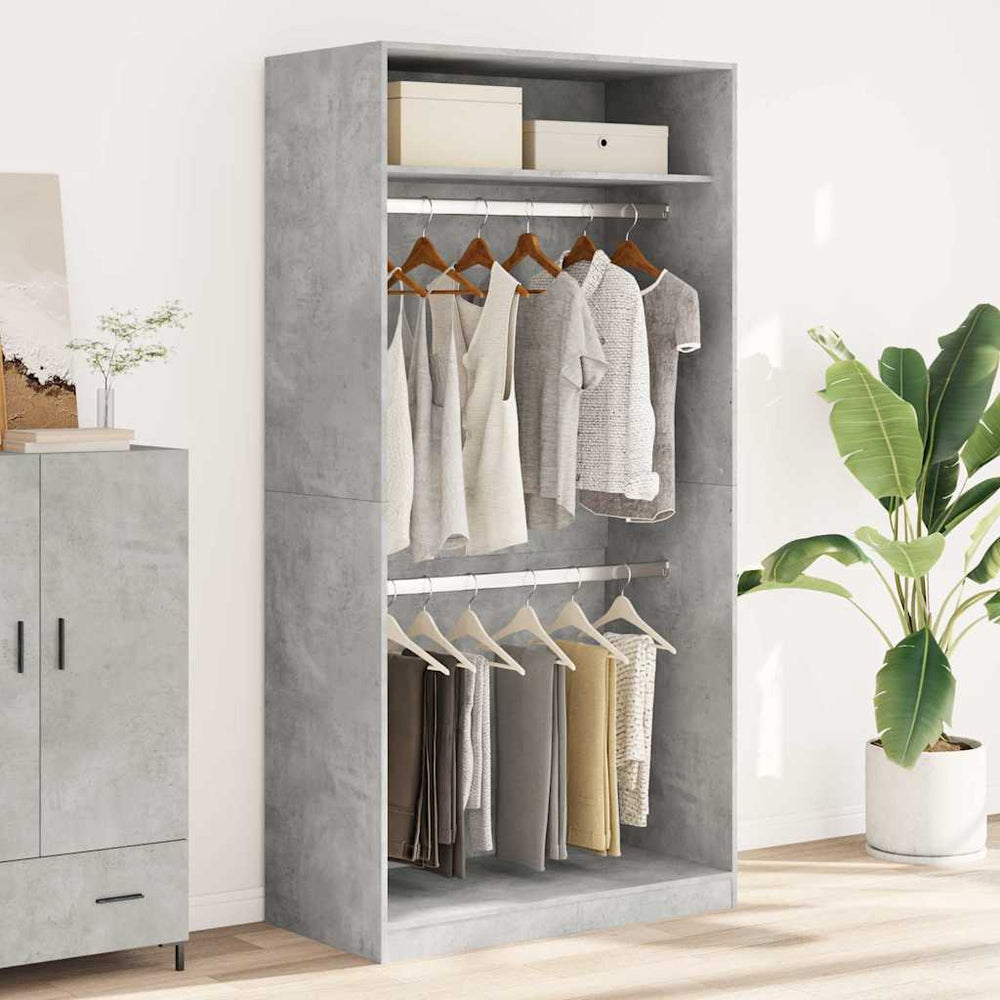 Wardrobe, concrete grey, 100x50x200cm, particle board