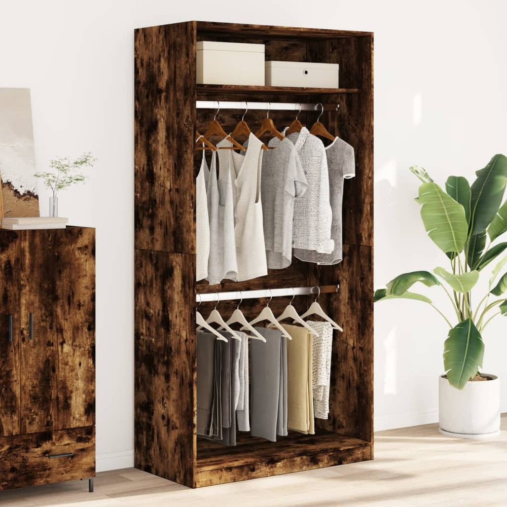 Wardrobe, smoky oak, 100x50x200cm, treated wood
