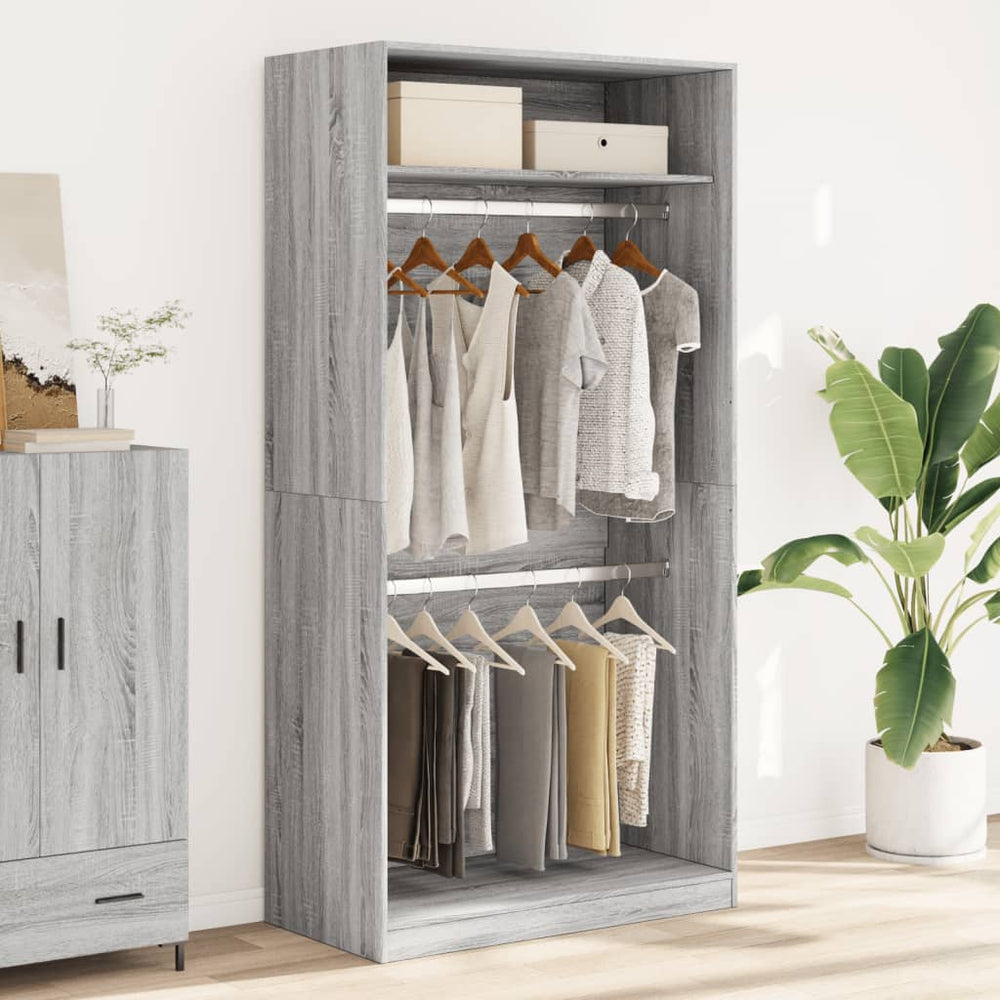 Wardrobe, grey oak, 100x50x200cm, engineered wood