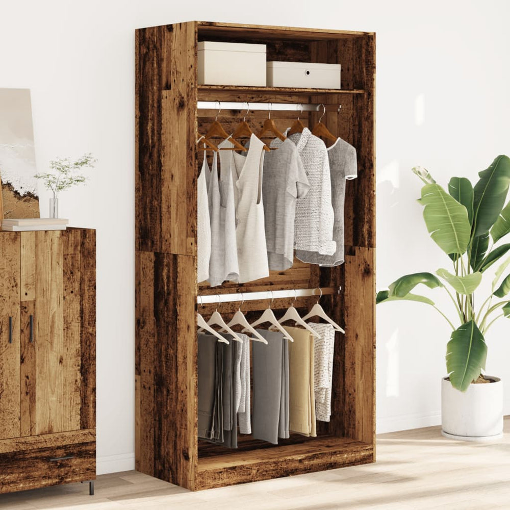 Wardrobe, distressed wood, 100x50x200cm, MDF