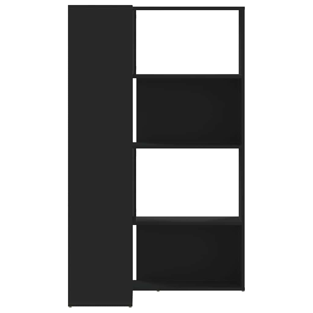 Stūra skapis, 4 plaukti, melns, 85x85x140cm, koks