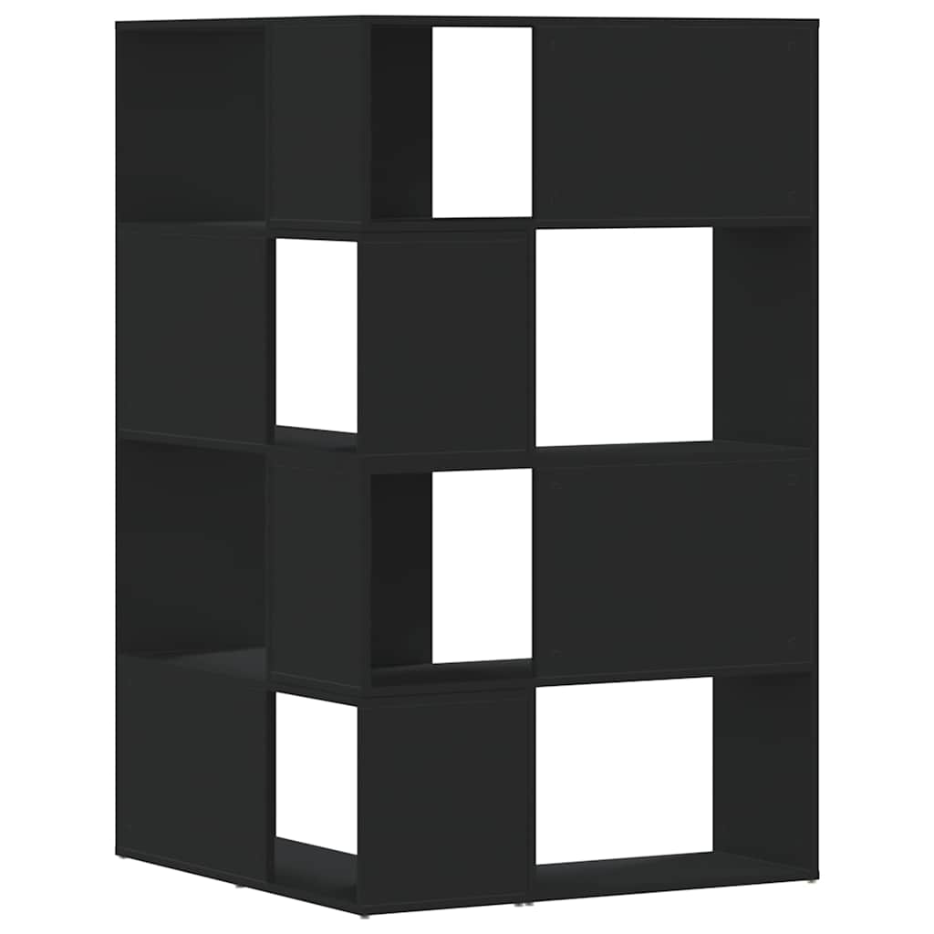 Stūra skapis, 4 plaukti, melns, 85x85x140cm, koks