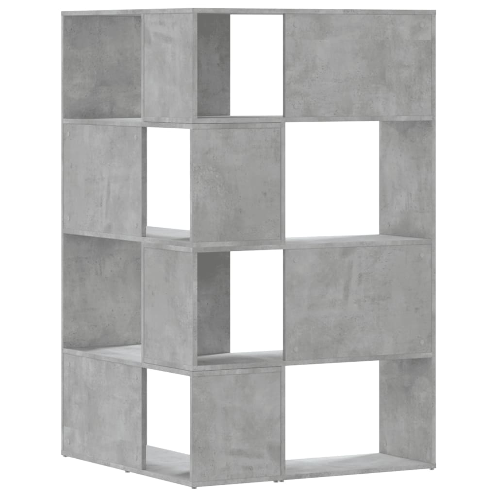 Kampinė spinta, 4 aukštų, pilkos betono, 85x85x140cm, mediena