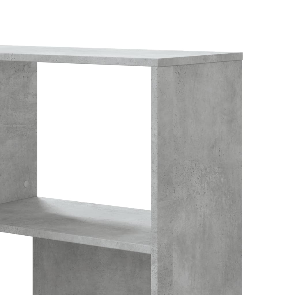 Kampinė spinta, 4 aukštų, pilkos betono, 85x85x140cm, mediena