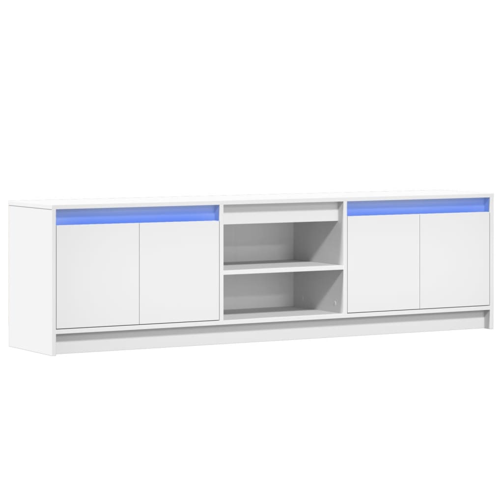 Televizoriaus spintelė su LED, balta, 180x34x50cm, mediena