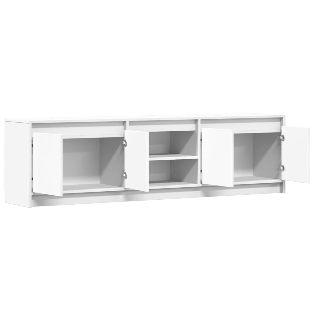 Televizoriaus spintelė su LED, balta, 180x34x50cm, mediena