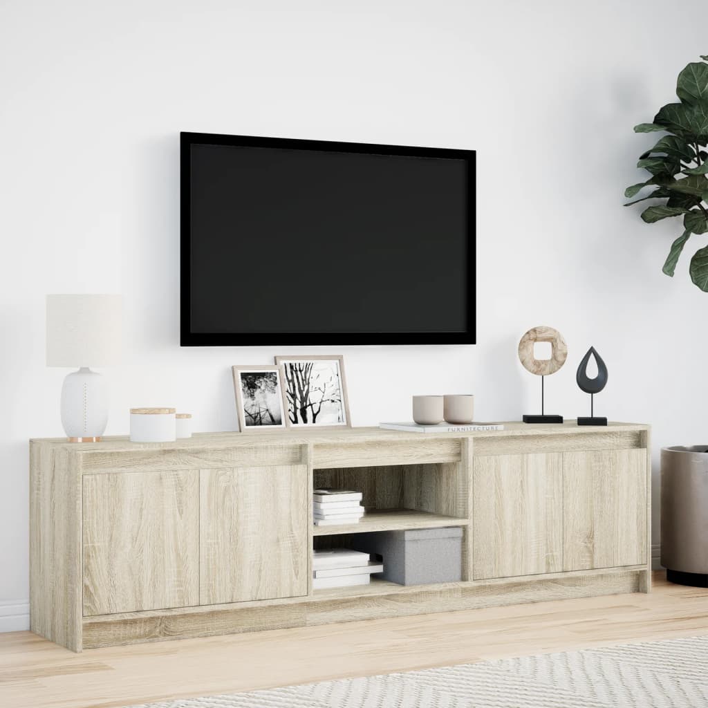 Televizoriaus spintelė su LED, ąžuolo, 180x34x50cm, mediena