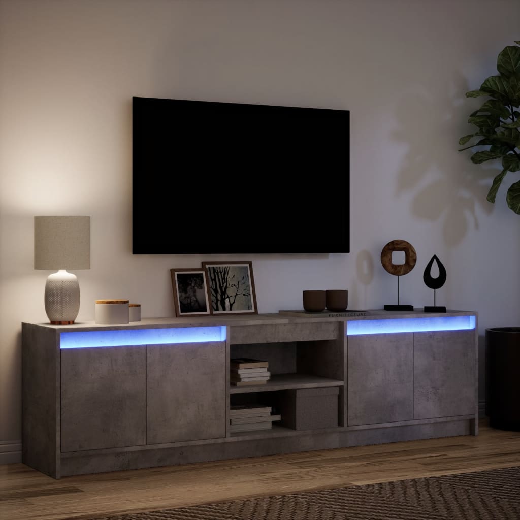 TV cabinet with LED, grey, 180x34x50cm, wood
