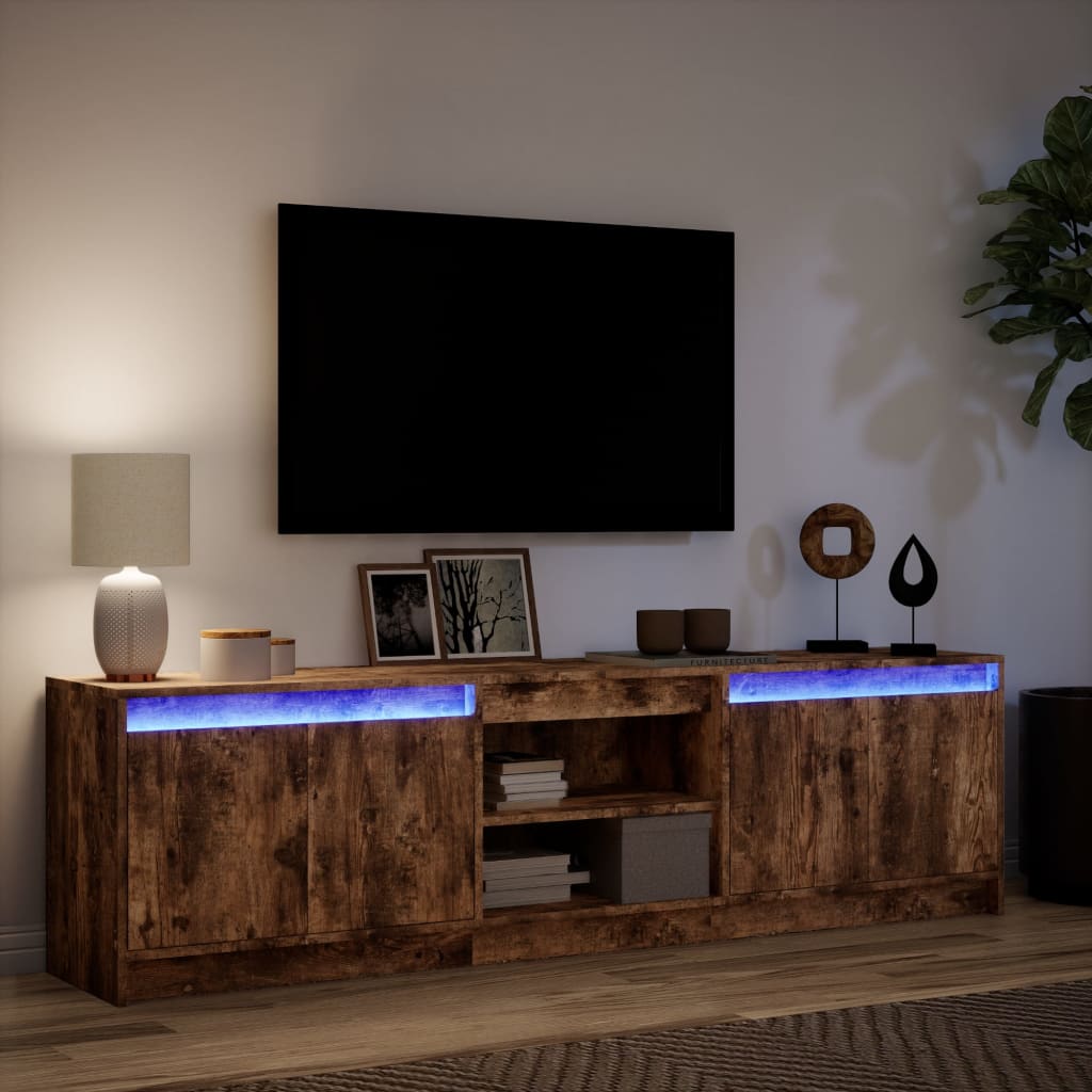 TV cabinet with LED, oak, 180x34x50cm, wood
